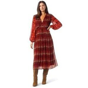 Joie Alquina Silk Long Boho Dress Womens Bossa Nova Multicolor Lined - Large
